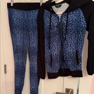 Bebe Blue Leopard Print Set